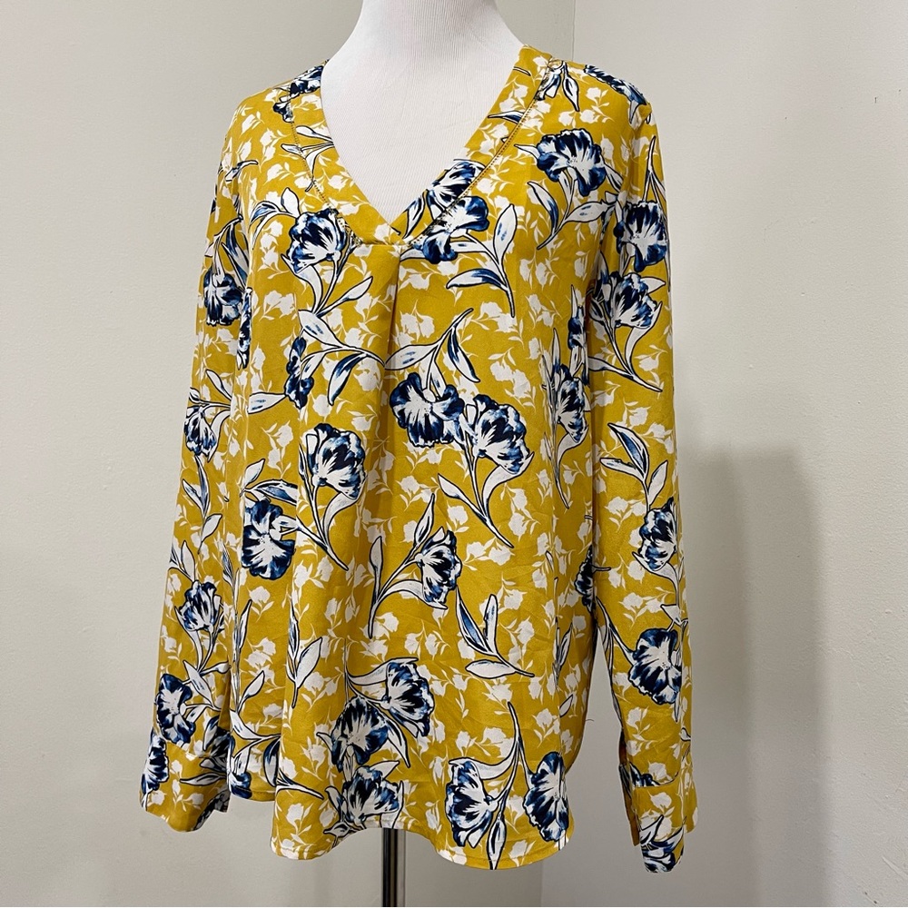 J. Crew Floral Long Sleeve Blouse